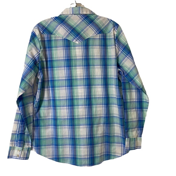 Wrangler Pearl Snap Button Down Long Sleeve Shirt Size L - Picture 2 of 8